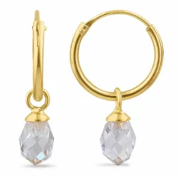 12 mm weißen Zirkon Kreole in vergoldetem Silber - Loom Stones