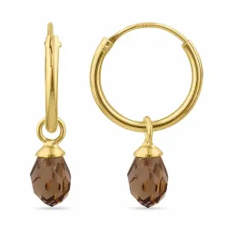 12 mm braunes Glas Kreole in vergoldetem Silber - Loom Stones