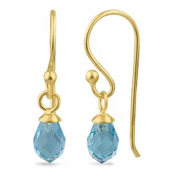 blauem Topas-Glas Ohrhänger in vergoldetem Silber - Loom Stones