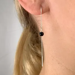 schwarzem Onyxe ketten ohrringe in Silber - Loom Stones