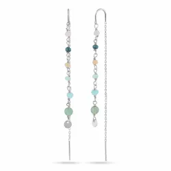 lange mehrfarbigen ketten ohrringe in Silber - Loom Stones