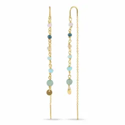 lange mehrfarbigen ketten ohrringe in vergoldetem Silber - Loom Stones