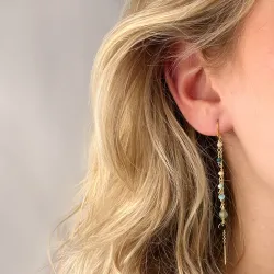 lange mehrfarbigen ketten ohrringe in vergoldetem Silber - Loom Stones