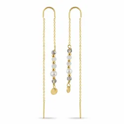 lange Perle ketten ohrringe in vergoldetem Silber