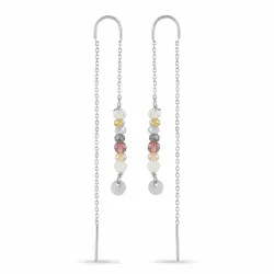 lange mehrfarbigen ketten ohrringe in Silber