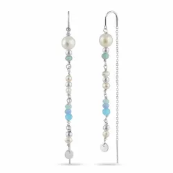 lange Perle ketten ohrringe in Silber - Loom Stones