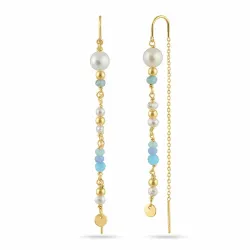 lange Perle ketten ohrringe in vergoldetem Silber - Loom Stones