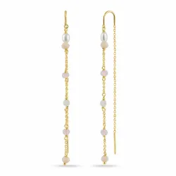 lange pink ketten ohrringe in vergoldetem Silber - Loom Stones