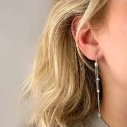 lange blauem ketten ohrringe in Silber