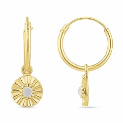 12 mm Mondstein Kreole in vergoldetem Silber