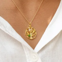 Lebensbaum gelbem Zirkon Anhänger aus vergoldetem Sterlingsilber