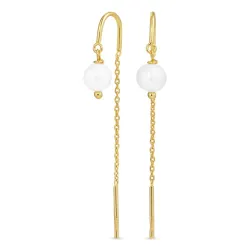 lange Perle ketten ohrringe in vergoldetem Silber