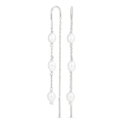 lange Perle ketten ohrringe in Silber