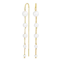 lange Perle ketten ohrringe in vergoldetem Silber