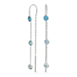 lange blauem Zirkon ketten ohrringe in Silber
