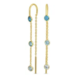 lange blauem Zirkon ketten ohrringe in vergoldetem Silber