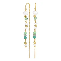 lange grünen ketten ohrringe in vergoldetem Sterlingsilber - Loom Stones