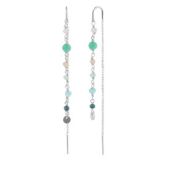 lange mehrfarbigen ketten ohrringe in Silber