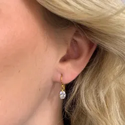 Lange ovalen zirkon ohrringe in vergoldetem sterlingsilber