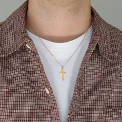 12 x 26 mm Kreuz Halskette aus vergoldetem Sterlingsilber und Kreuzanhänger aus vergoldetem Sterlingsilber