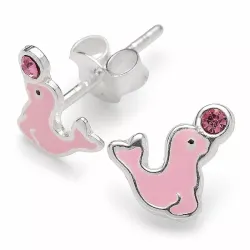 Seelöwe Zirkon Ohrstecker in Silber