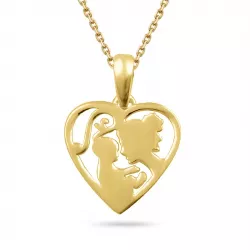 Herz Mutter und Kind Halskette aus vergoldetem Sterlingsilber und Anhänger aus vergoldetem Sterlingsilber