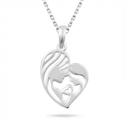Herz Mutter und Kind Halskette aus Silber und Anhänger aus Silber