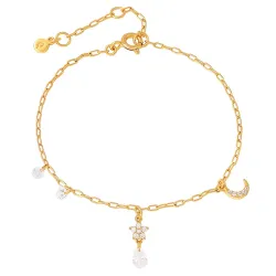 Hultquist Stella Mond und Stern Armband in vergoldetem Sterlingsilber weißem Zirkon