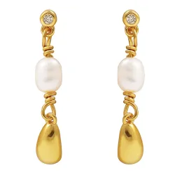 Hultquist Pebble petite Ohrringe in vergoldetem Sterlingsilber weißem Zirkon