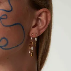 Hultquist Pebble petite Ohrringe in vergoldetem Sterlingsilber weißem Zirkon