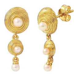 Hultquist Shelly double Perle Ohrringe in vergoldetem Sterlingsilber