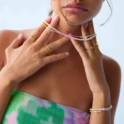 Hultquist Pink Rainbow Armband in vergoldetem Sterlingsilber