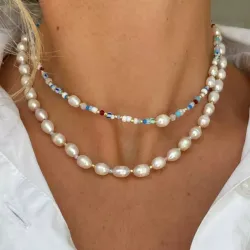 Hultquist Zoe Halskette in vergoldetem Sterlingsilber mehrfarbigem Schmuckstein