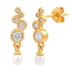 Hultquist Sienna Perle Ohrringe in vergoldetem Sterlingsilber weißem Zirkon