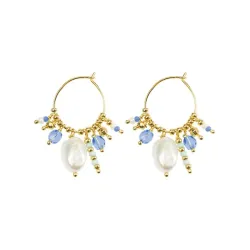 Hultquist Ocean Kreole in vergoldetem Sterlingsilber hellblauem Schmuckstein