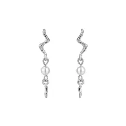 Nava Aquarius  lange Perle Ohrringe in Silber