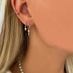 Nava Aquarius  lange Perle Ohrringe in Silber