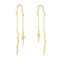 Nava Mahina  lange Zirkon Ohrringe in vergoldetem Sterlingsilber