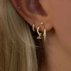 Nava Ara Kreole in vergoldetem Sterlingsilber weißem Zirkon