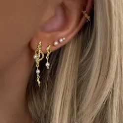 Nava Zale  lange Perle Ohrringe in vergoldetem Sterlingsilber