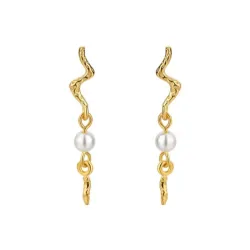 Nava Aquarius Perle Ohrringe in vergoldetem Sterlingsilber