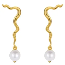 Nava Peony Perle Ohrringe in vergoldetem Sterlingsilber