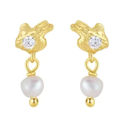 Nava Avani Ohrringe in vergoldetem Sterlingsilber weißem Zirkon