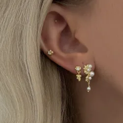 Nava Enya Ohrringe in vergoldetem Sterlingsilber weißem Zirkon