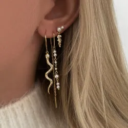 Nava Ekans Perle ketten ohrringe in vergoldetem Sterlingsilber