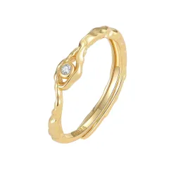 Nava Osiris justierbar Ring in vergoldetem Sterlingsilber weißem Zirkon