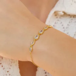 Nava Akhen Armband in vergoldetem Sterlingsilber weißem Zirkon