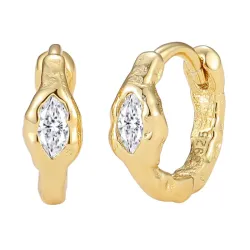 Nava Horus Kreole in vergoldetem Sterlingsilber weißem Zirkon