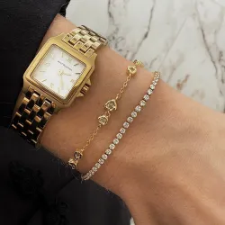 Nava Nalaya Armband in vergoldetem Sterlingsilber weißem Zirkon