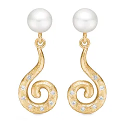 Studio Z Curiosity Perle Ohrstecker in vergoldetem Sterlingsilber weißem Zirkon